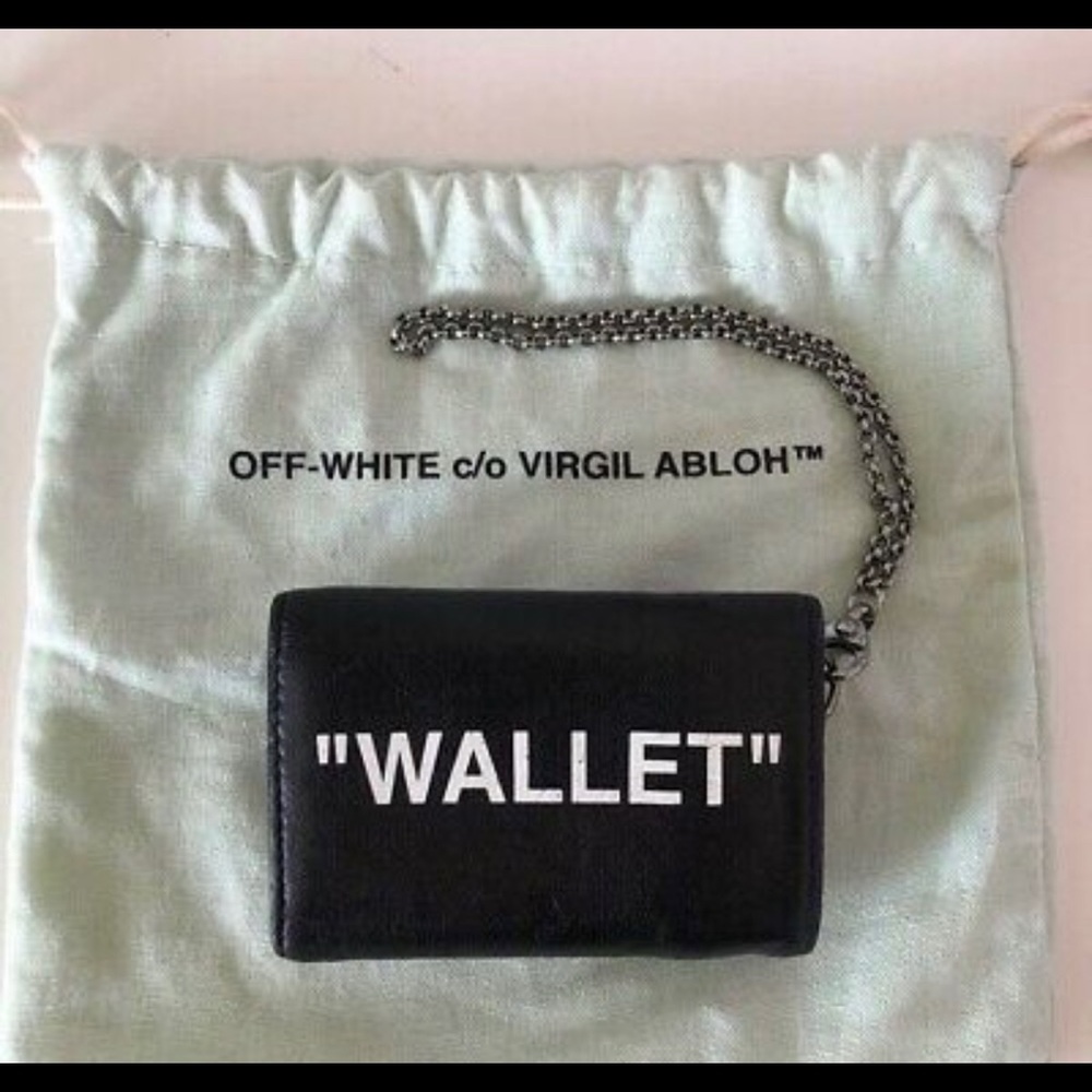 Off white trifold chain wallet